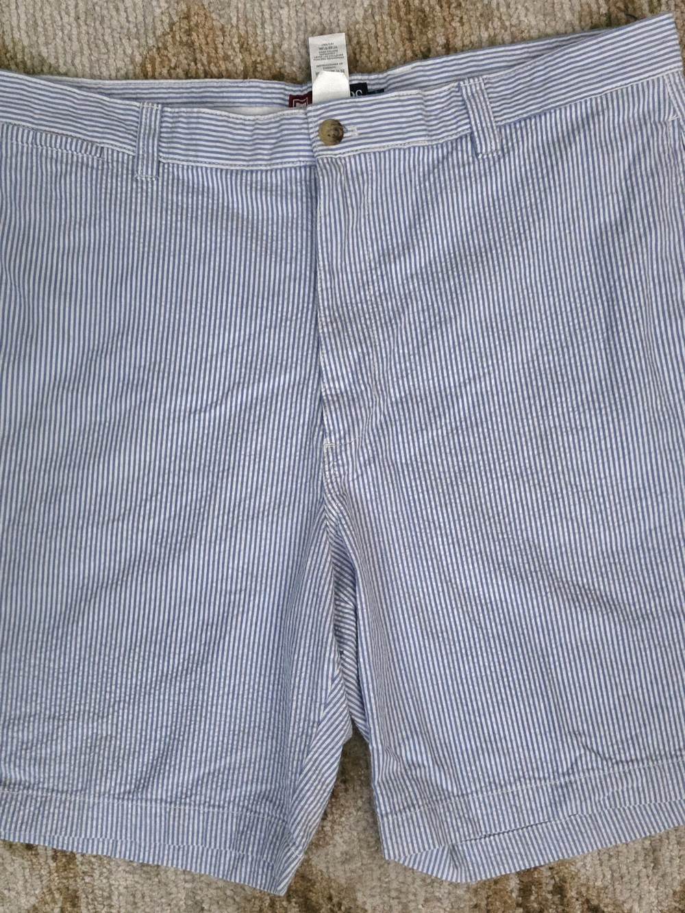 Chaps Blue and White Striped Flat-Front Shorts Size 40 Euc